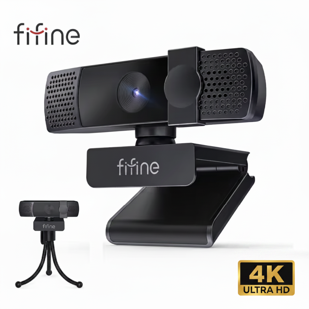 FIFINE 4K USB Webcam With AutoFocus For YouTube,PC/Mac Camera With Privacy Cover For Gaming/Live Streaming/Meeting-K438 - ويب كام