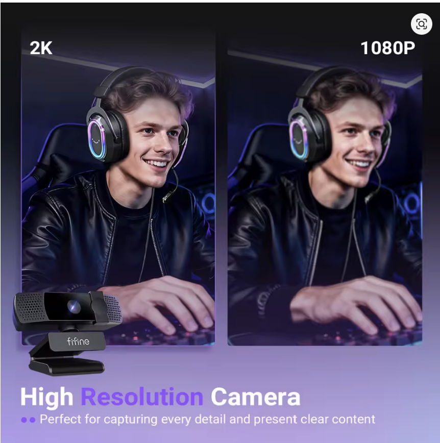 FIFINE 4K USB Webcam With AutoFocus For YouTube,PC/Mac Camera With Privacy Cover For Gaming/Live Streaming/Meeting-K438 - ويب كام