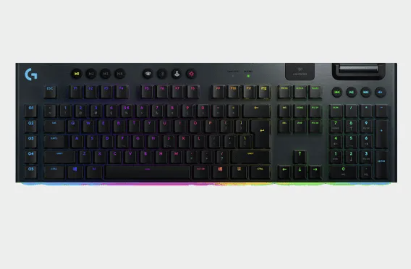 Logitech G915 LIGHTSPEED RGB Mechanical Gaming Keyboard, Low Profile GL Clicky Key Switch, LIGHTSYNC RGB, Advanced LIGHTSPEED Wireless and Bluetooth Support - Clicky,Black - لوحه مفاتيح للقيمنق Logitech G915 LIGHTSPEED RGB Mechanical Gaming Keyboard, Low Profile GL Clicky Key Switch, LIGHTSYNC RGB, Advanced LIGHTSPEED Wireless and Bluetooth Support - Clicky,Black - لوحه مفاتيح للقيمنق
