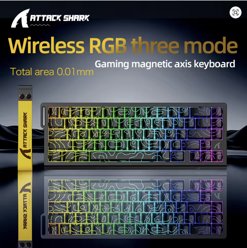 ATTACK SHARK X68PRO HE Wireless Keyboard Magnetic Switch, Black Line Wireless - كيبورد احترافي وايرليس