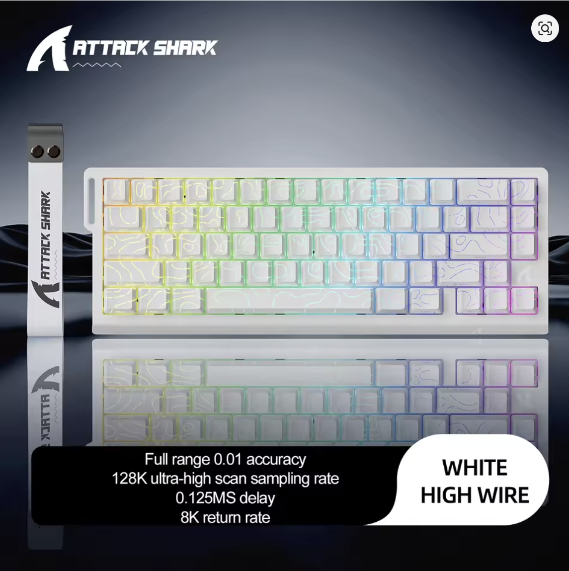 ATTACK SHARK X68PRO HE Wireless Keyboard Magnetic Switch, White Line Wireless - كيبورد احترافي وايرليس