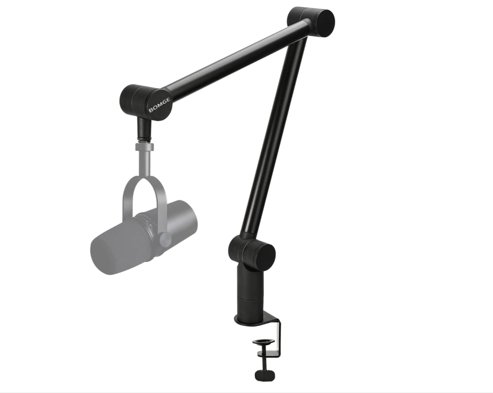 BOMGE Boom Arm Mic Stand - Adjustable Heavy Duty Suspension Boom Scissor Arm Stand with Cable Management Channels, Desk Clamp for Podcasts, Streaming, Gaming, Home Office, Recording -  Bomge-808-B-us black  -ستاند للمايك