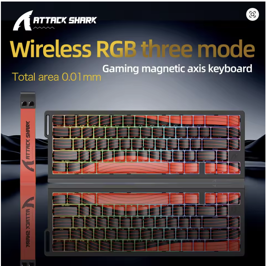 ATTACK SHARK X68PRO HE Wireless Keyboard Magnetic Switch, Red Line Wireless -  كيبورد احترافي وايرليس