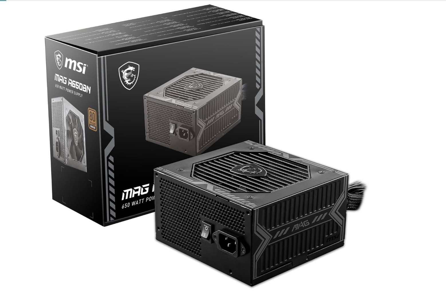 MSI MAG A650BN 650W Bronze ATX Non-Modular Power Supply - Black - مزود طاقة