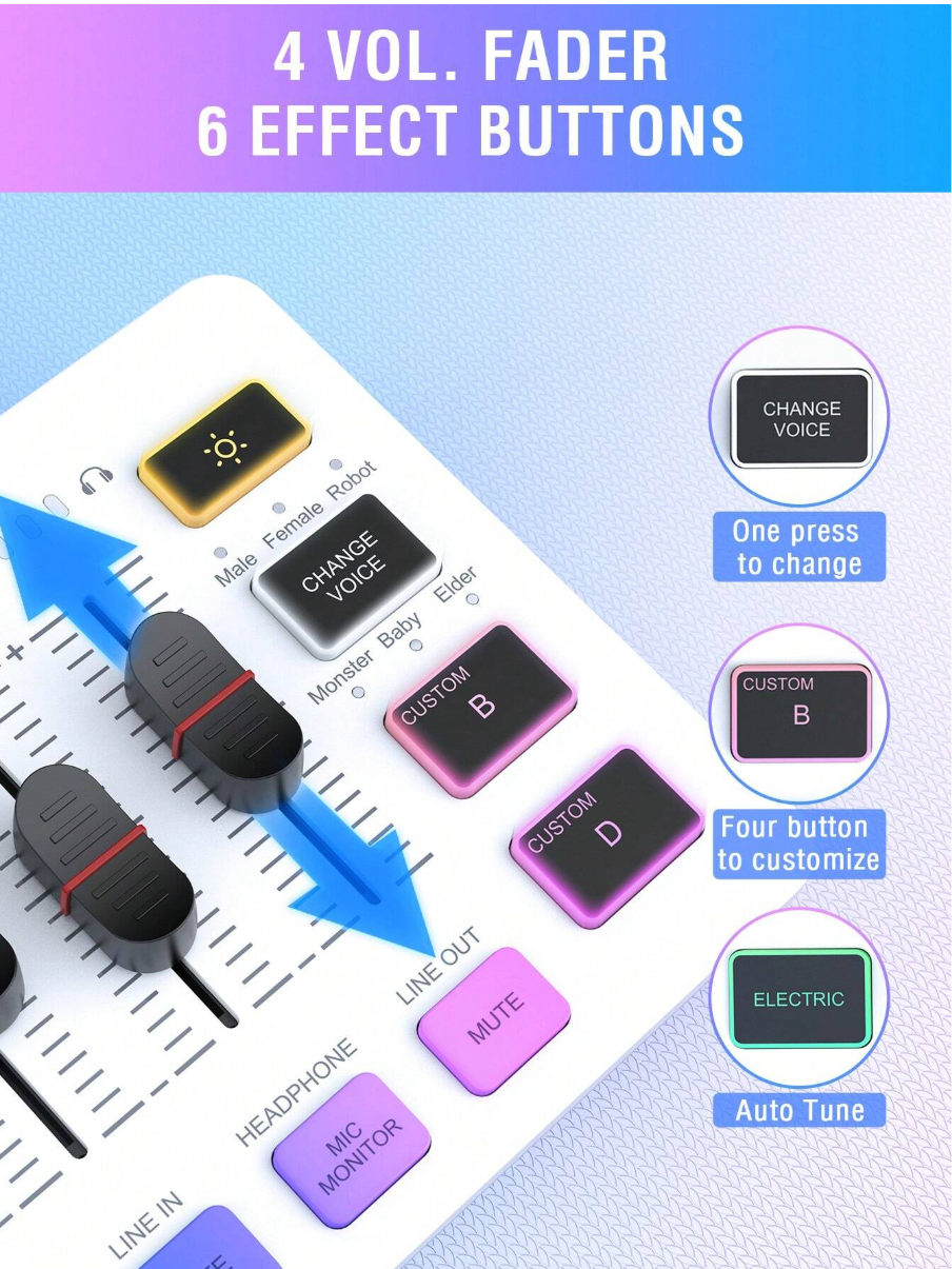 مجموعة معدات الألعاب FIFINE، مجموعة ميكروفون ألعاب XLR/USB ديناميكي مع خلاط صوت متدفق لتسجيل صوتي للفيديو، مجموعة ألعاب RGB مع واجهة خافت الصوت/XLR للكمبيوتر الشخصي AmpliGame KS5 - مايك ومكسر أحترافي 