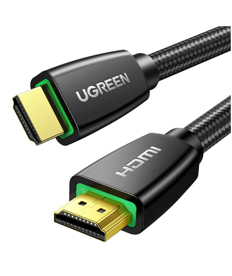 UGREEN HDMI cable with gold connectors and braided black sleeve for gaming PC setup