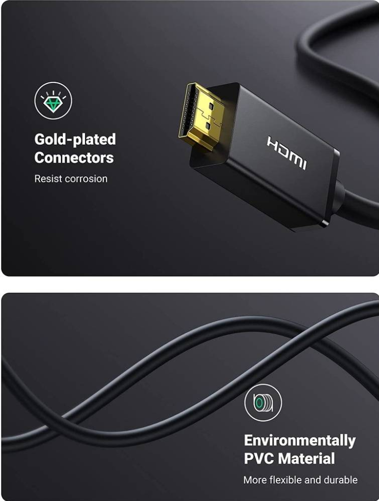 UGREEN DP Male to HDMI Male Cable 5m (Black)-كيبل
