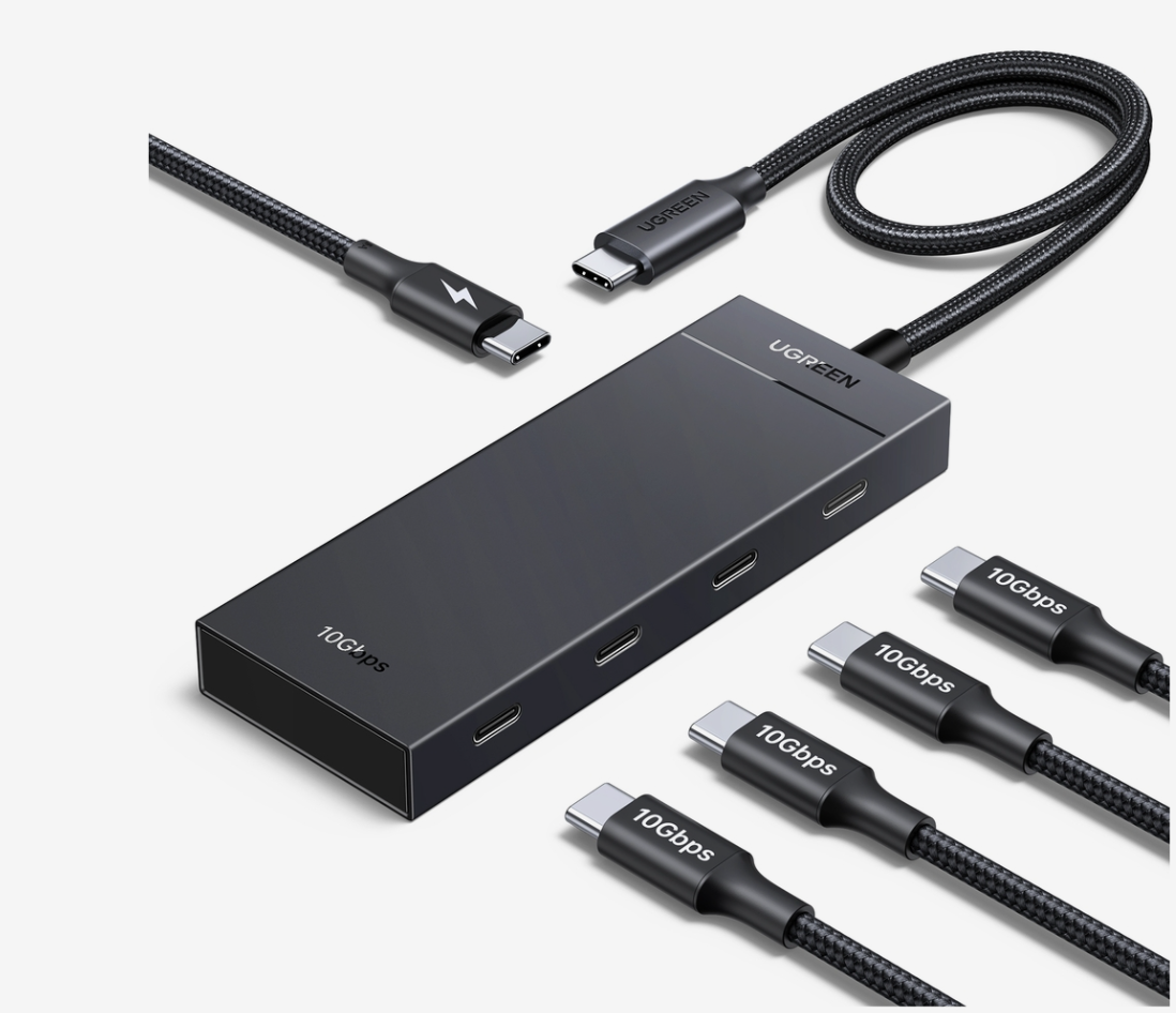 UGREEN USB-C To 4xUSB-C 3.2 HUB With PD (5in1)-مزوع منافذ UGREEN USB-C To 4xUSB-C 3.2 HUB With PD (5in1)-مزوع منافذ