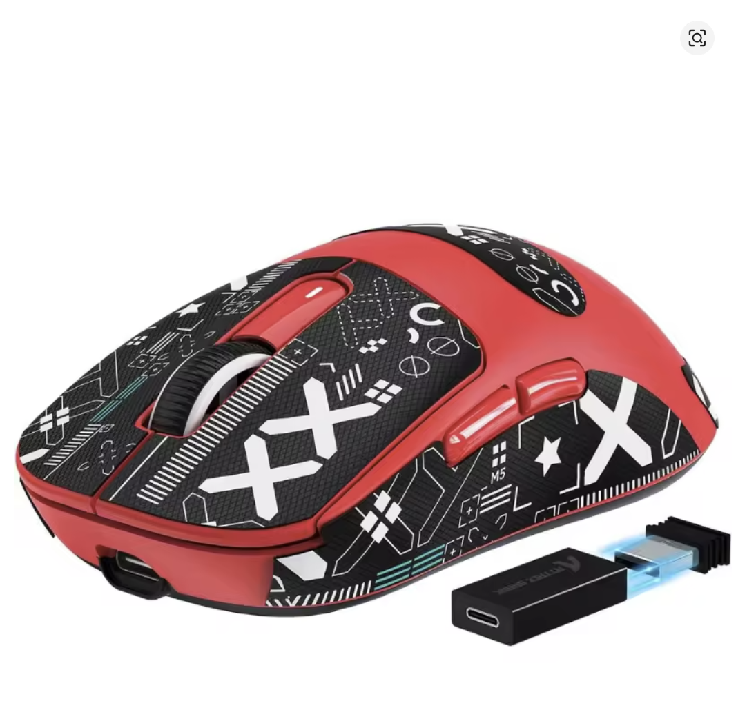 Attack Shark X3Pro Wireless Bluetooth Gaming Mouse PixArt PAW3395 26000dpi Optical Mouse Tri-Mode Connection Macro Gaming Mouse - RED- موس قيمنق