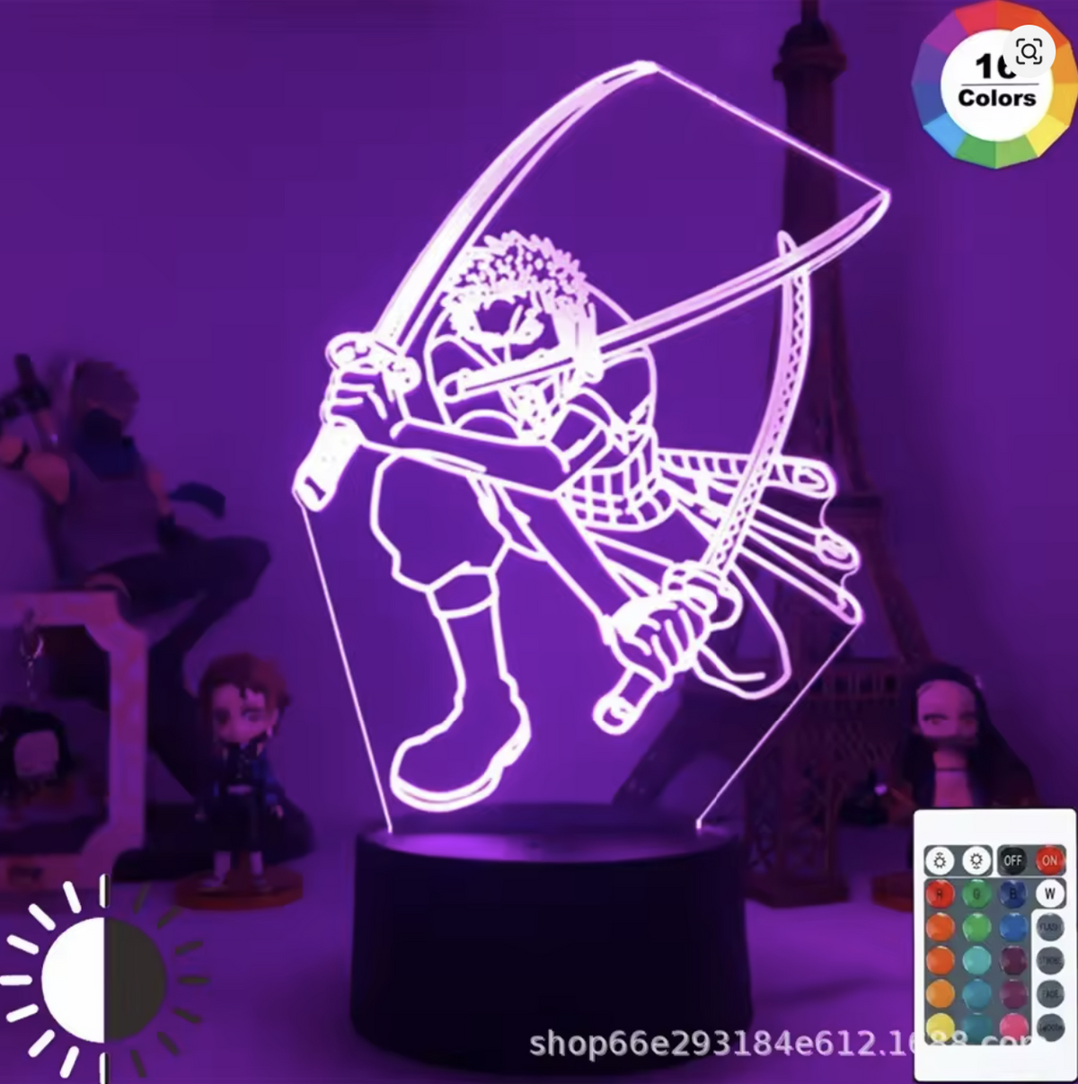 One Piece Figure 3D LED Night Light Zoro three Sword Figure Toys Table Lamp - مجسم انمي ثلاثي الابعاد