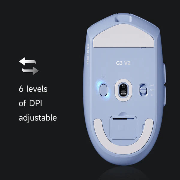 MCHOSE G3 V2 Tri-Mode Wireless Gaming Mouse Bluetooth Wired Charging for Esports And Business Needs Office Computer Controller Black- موس قيمنق لاسلكي