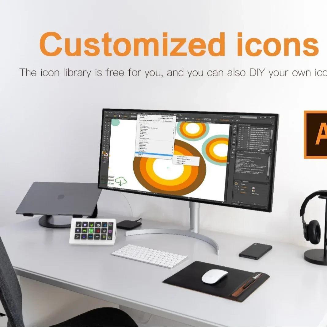 Display Visual Keyboard StreamDeck Mini Visual Keyboard LCD Button 15Keys Live Content Creatio ...
