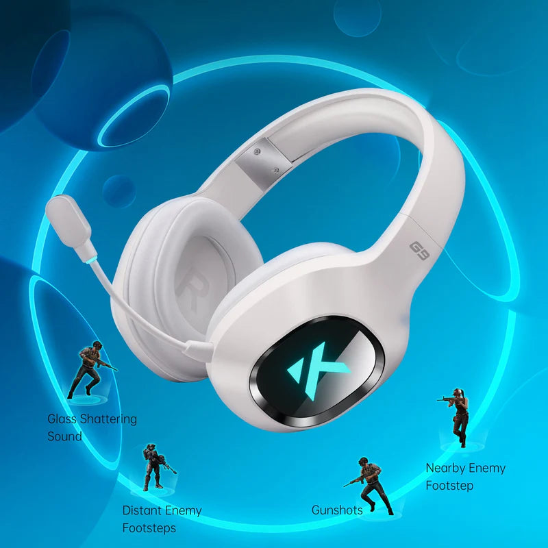 MCHOSE G9 Wired Gaming Headset,12ms Ultra Low Latency, AI Noise-Canceling Microphone, 7.1 Surround Sound, Custom EQ Adjustment, RGB Lighting, White - سماعات قيمنق