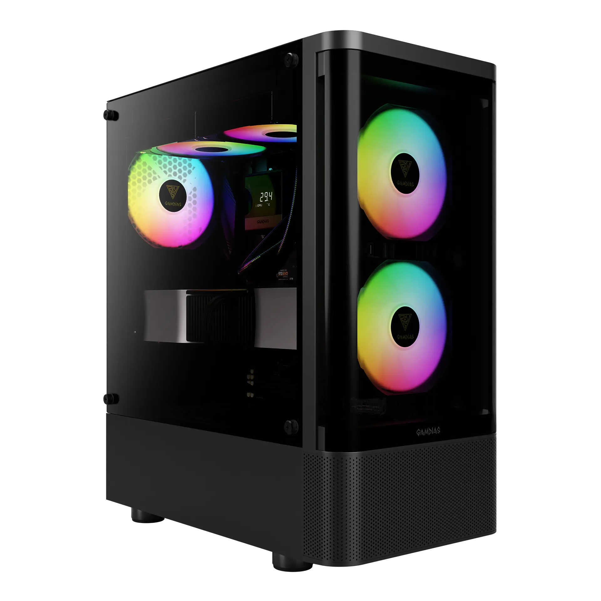 GAMDIAS TALOS E3 CG Mid-Tower Tempered Glass Gaming Black Case – كيس