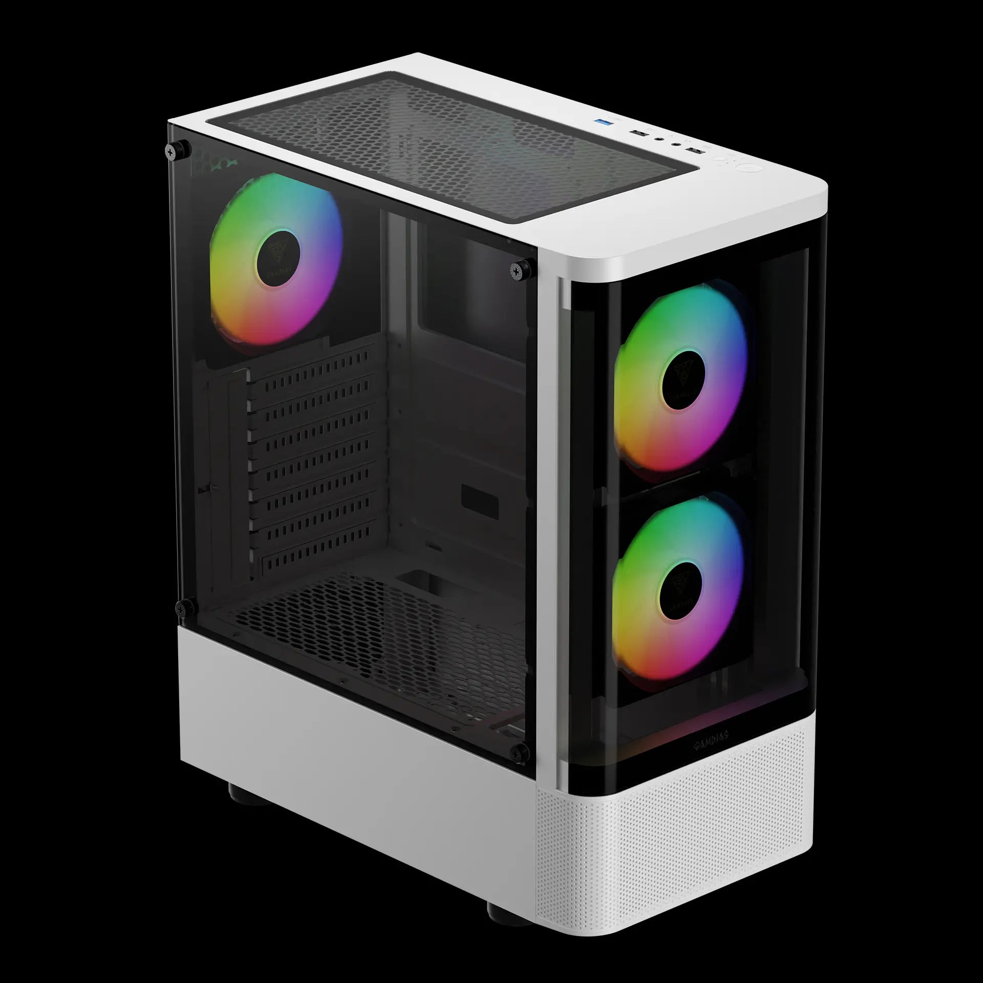 GAMDIAS TALOS E3 CG Mid-Tower Tempered Glass Gaming White Case - كيس