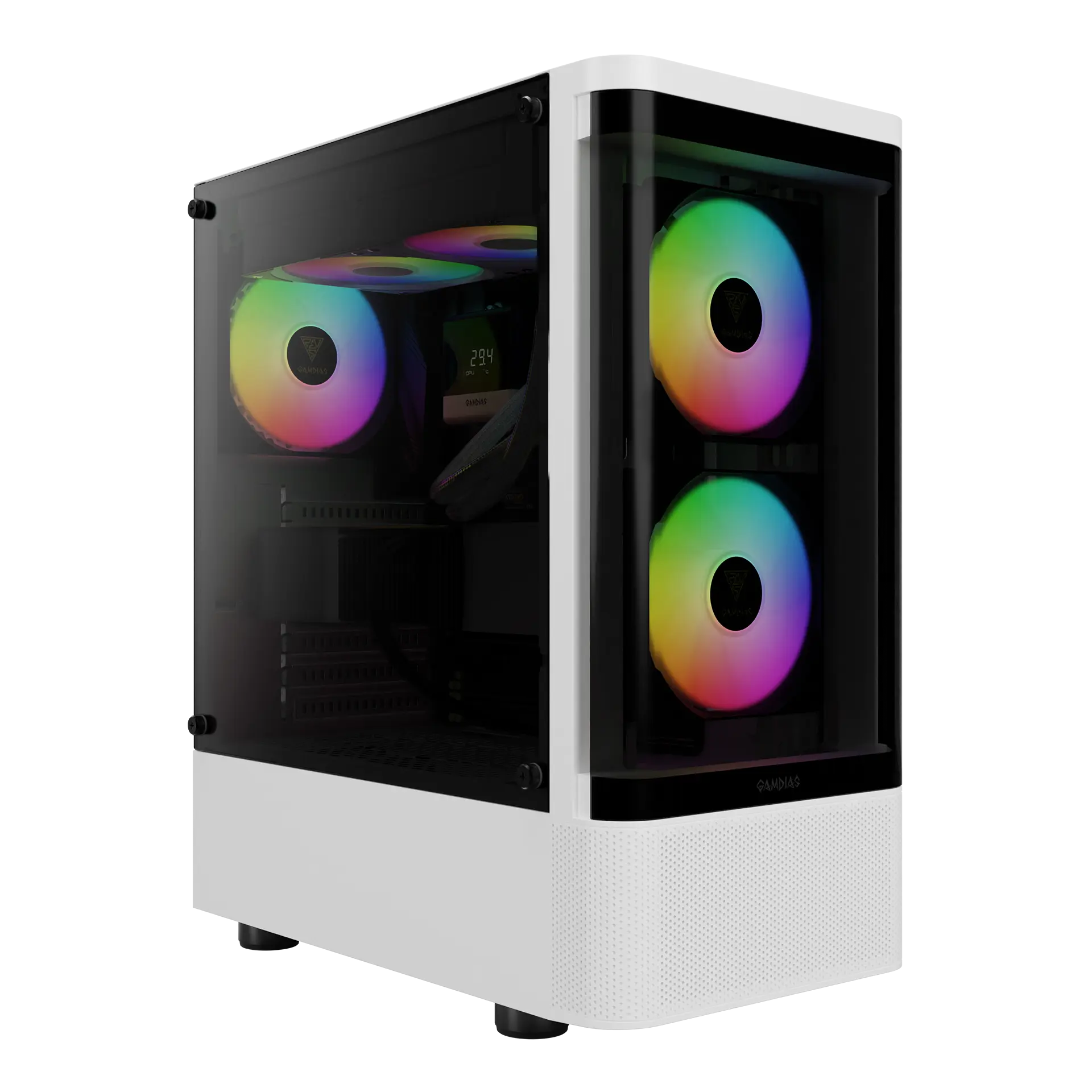 GAMDIAS TALOS E3 CG Mid-Tower Tempered Glass Gaming White Case - كيس