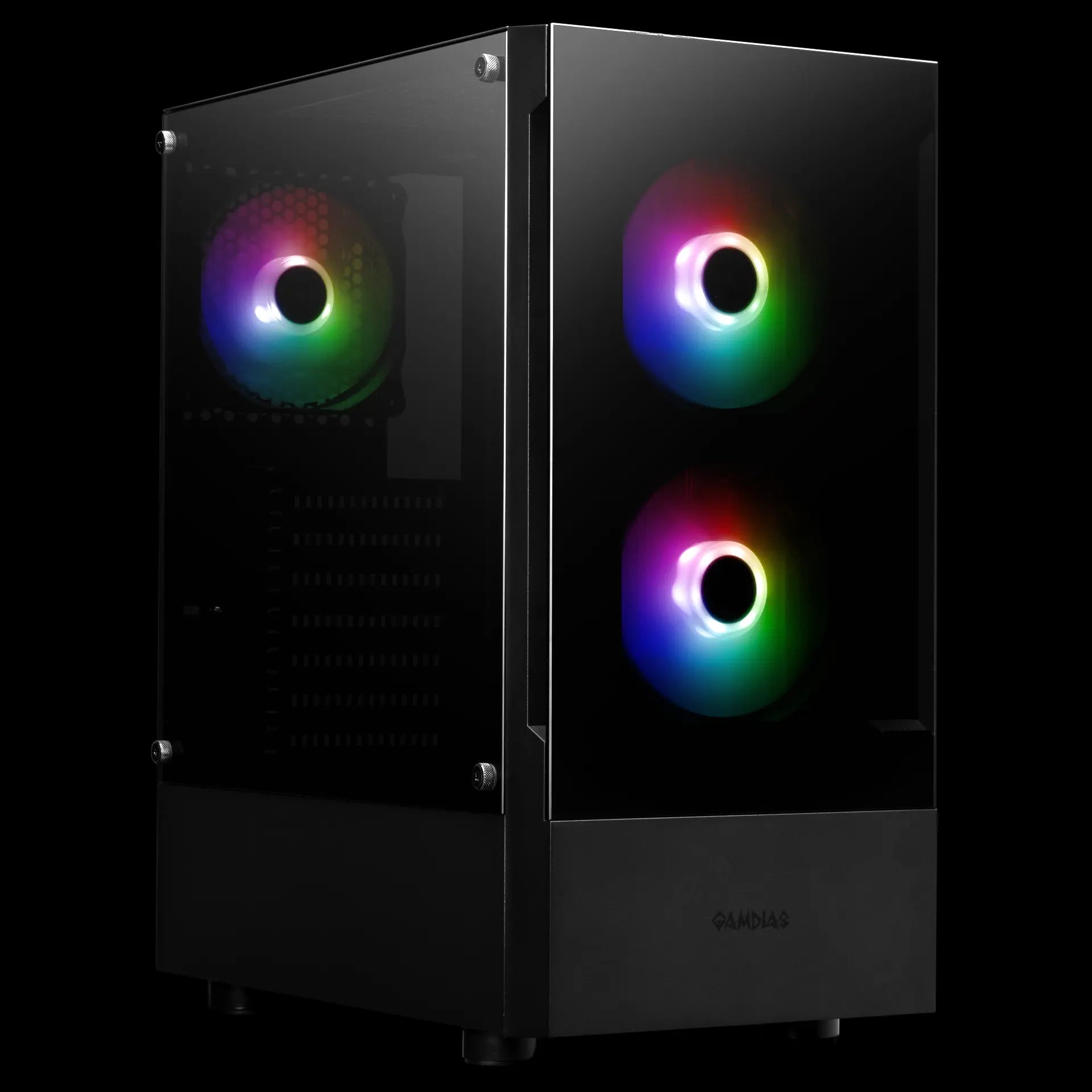 GAMDIAS Talos E3 Mid-Tower Tempered Glass ATX Gaming Case – Black | 3 ARGB Fans, ATX Support - كيس