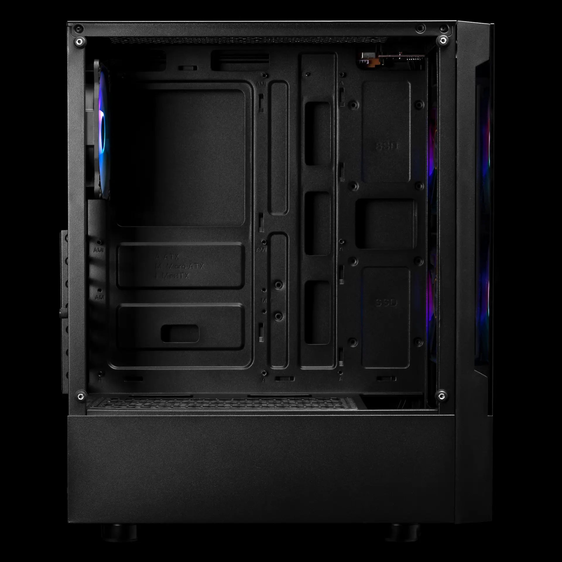 GAMDIAS Talos E3 Mid-Tower Tempered Glass ATX Gaming Case – Black | 3 ARGB Fans, ATX Support - كيس
