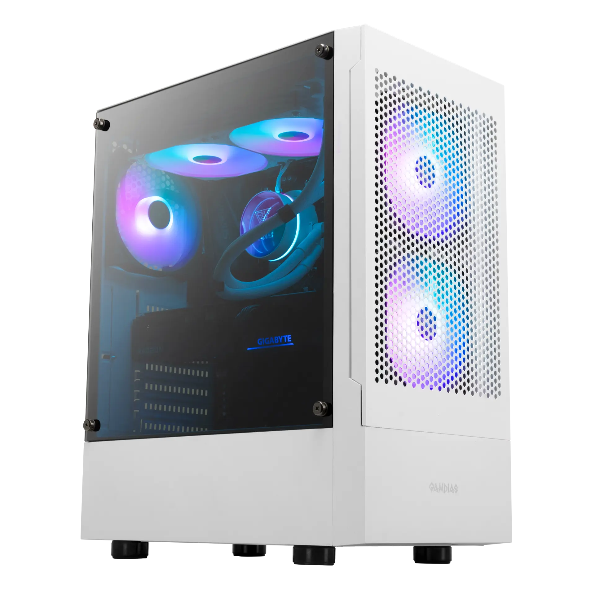 GAMDIAS Talos E3 Mesh Mid-Tower Tempered Glass ATX Gaming Case – White - كيس GAMDIAS Talos E3 Mesh Mid-Tower Tempered Glass ATX Gaming Case – White - كيس