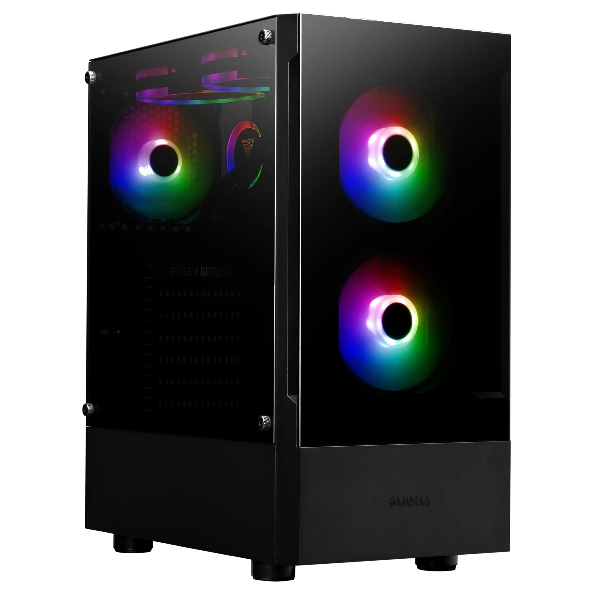 GAMDIAS Talos E3 Mid-Tower Tempered Glass ATX Gaming Case – Black | 3 ARGB Fans, ATX Support - كيس GAMDIAS Talos E3 Mid-Tower Tempered Glass ATX Gaming Case – Black | 3 ARGB Fans, ATX Support - كيس