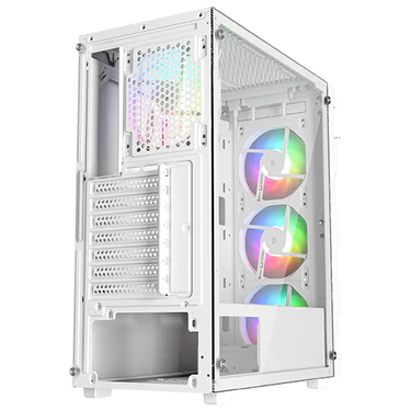 Twisted Minds Titan Glass Mid Tower Gaming Case - White - كيس