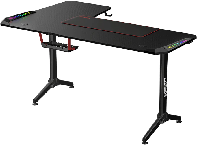 Twisted Minds Warrior L Shaped Right Gaming Desk, 160CM*100CM*75CM Size Black - طاوله زاويه سوداء