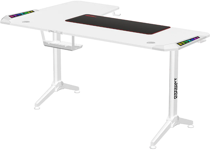 Twisted Minds Warrior L Shaped Right Gaming Desk, 160CM*100CM*75CM Size White - طاوله زاويه بيضاء