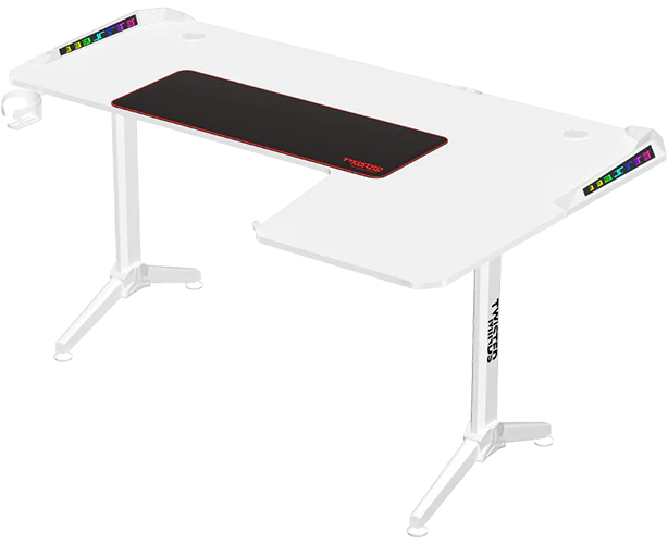 Twisted Minds Warrior L Shaped Right Gaming Desk, 160CM*100CM*75CM  Size White - طاوله زاويه بيضاء