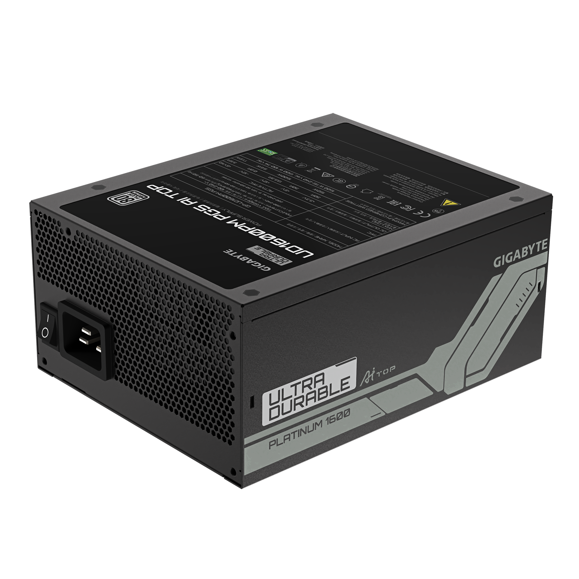 Gigabyte UD1600PM PG5 AI TOP 80 Plus Platinum Fully Modular 1600w PCIe 5.0 Power Supply Unit, ATX 3.1, 12VHPWR GPU Connector, Flat Cables - مزود الطاقة