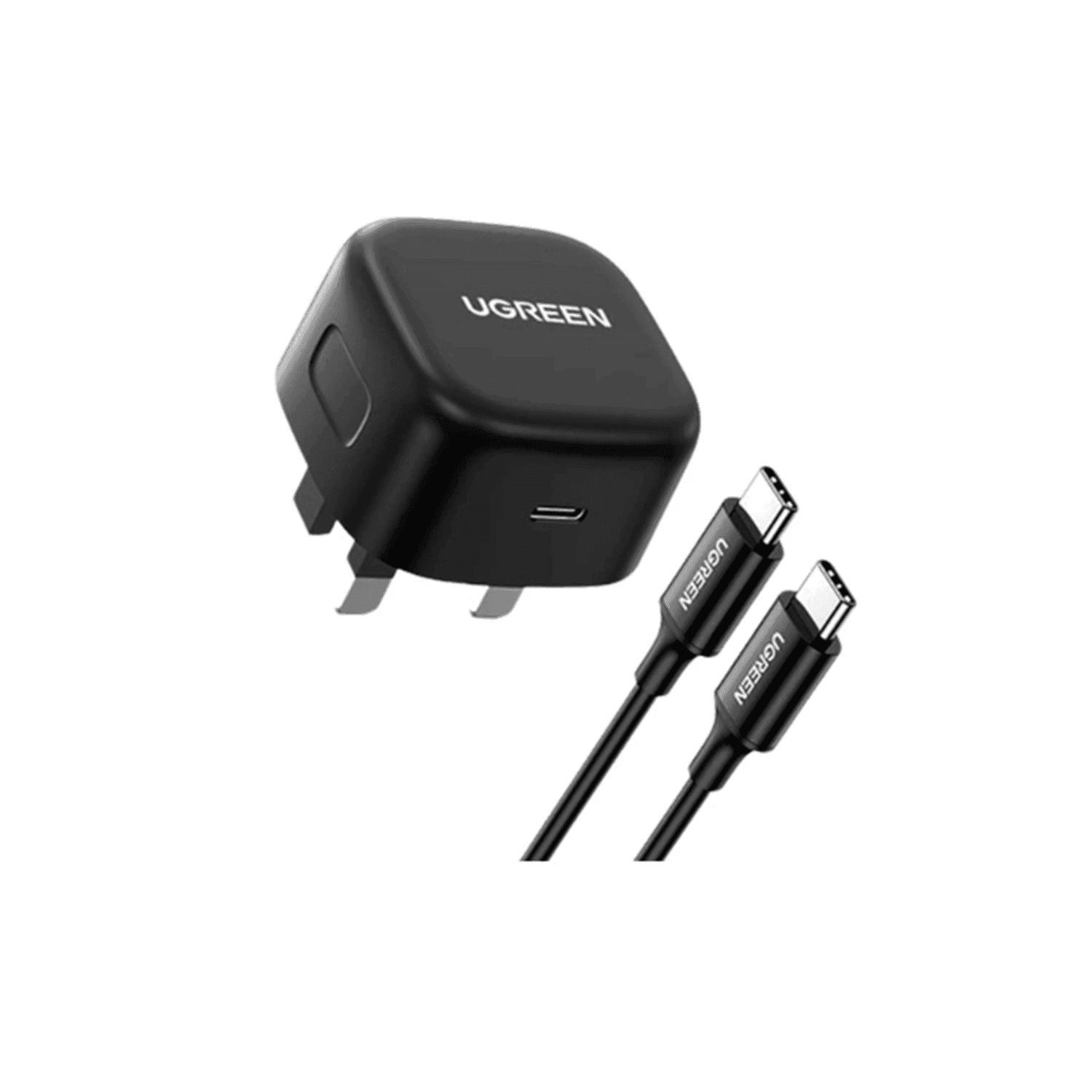 UGREEN 25W PD Fast Charger With USB C To USB C Cable 2M - Black - شاحن مع واير شحن UGREEN 25W PD Fast Charger With USB C To USB C Cable 2M - Black - شاحن مع واير شحن