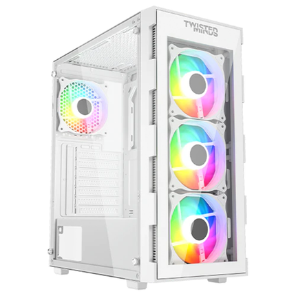 Twisted Minds Titan Glass Mid Tower Gaming Case - White - كيس