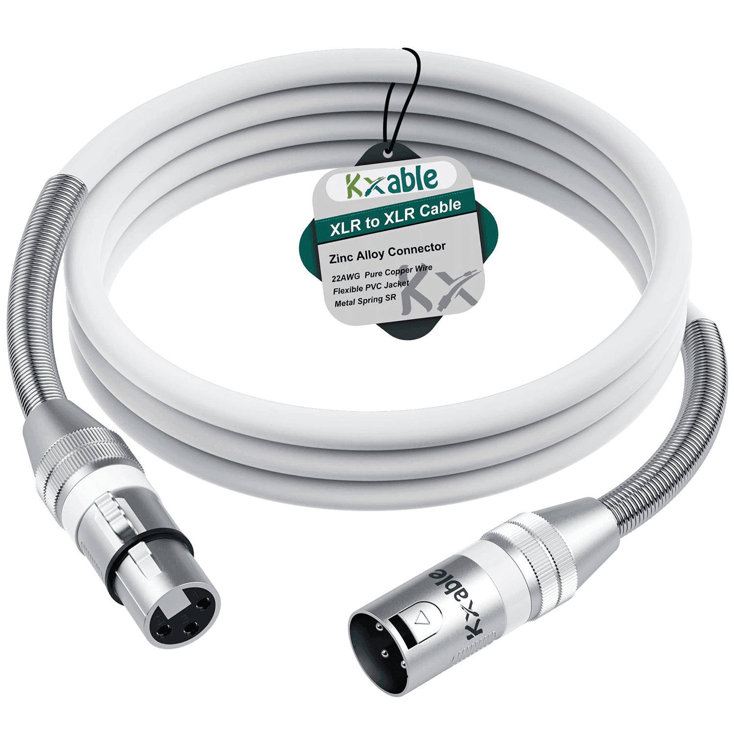 XLR to XLR Microphone Cable 8 Feet / 2.5M White -كيبل XLR to XLR Microphone Cable 8 Feet / 2.5M White -كيبل