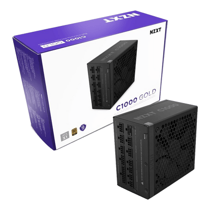 NZXT C1000 GOLD ATX 3.1 1000W 80+ وحدة طاقة منخفضة الضوضاء PSU أسود - مُصنف طاقة أسود ممتاز