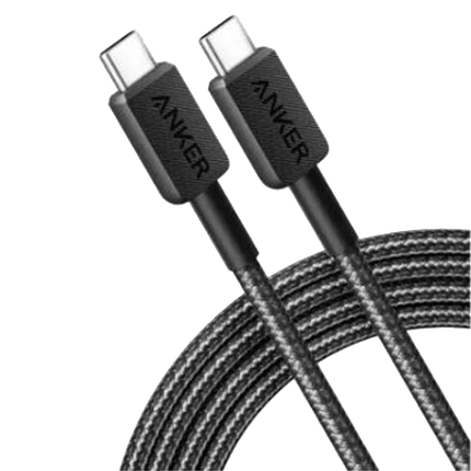 Anker USB-C to USB-C Cable (3 ft,60W, braided) Black - كابل شحن سريع أسود من أنكر