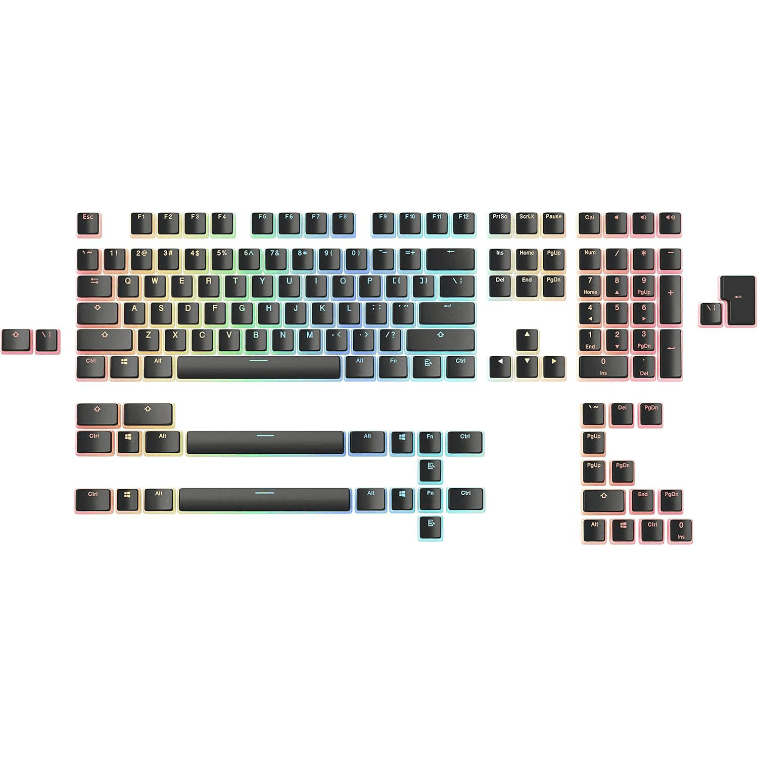 Glorious Aura Keycaps for Mechanical Keyboards - ANSI (US) Compatible BLACK Full Size - ازرار Glorious Aura Keycaps for Mechanical Keyboards - ANSI (US) Compatible BLACK Full Size - ازرار