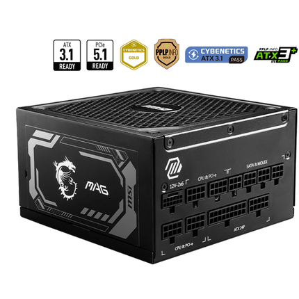 MSI MAG A1000GL PCIe5 1000W Gold ATX Fully Modular Power Supply - Black - الطاقة 