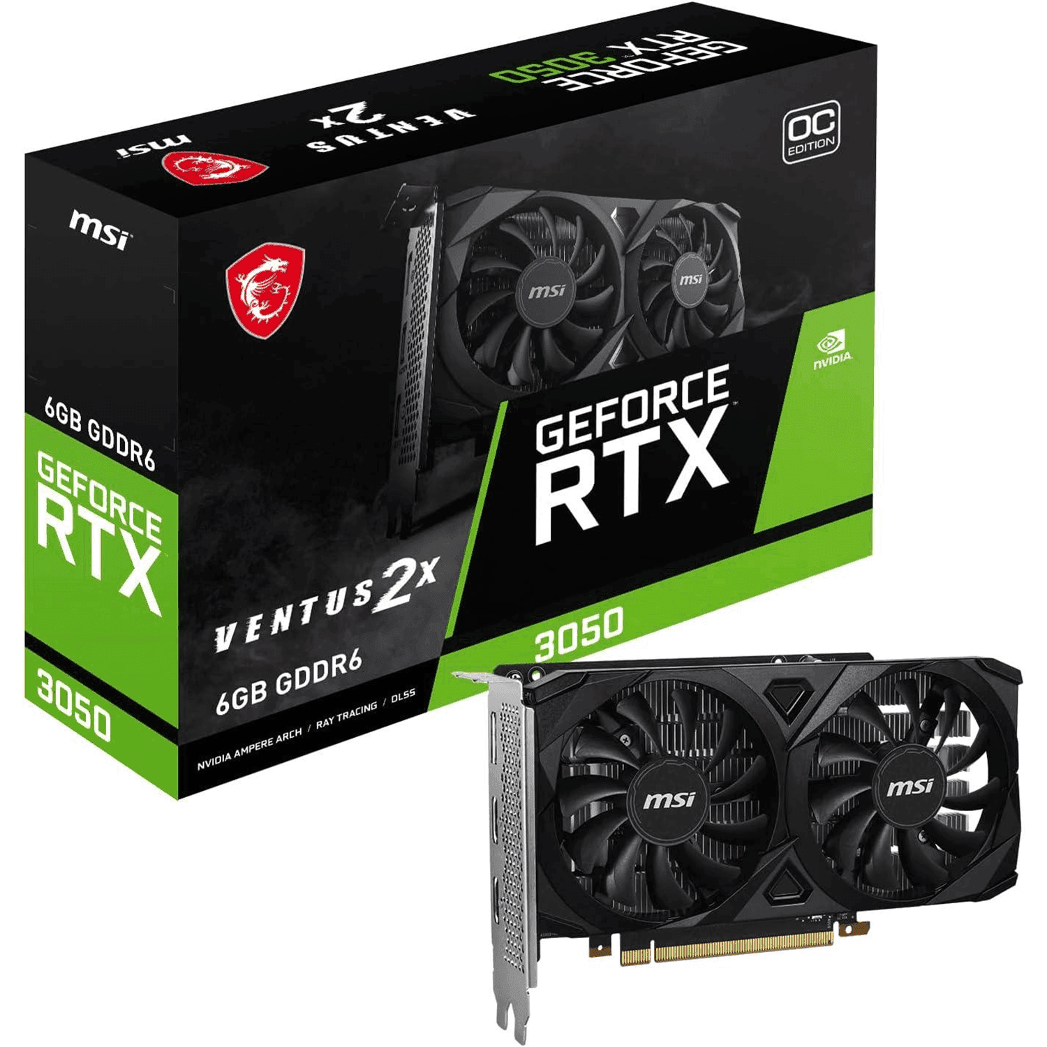 MSI GeForce RTX 3050 Ventus 2X 6G OC - كرت شاشة للألعاب MSI GeForce RTX 3050 Ventus 2X 6G OC - كرت شاشة للألعاب