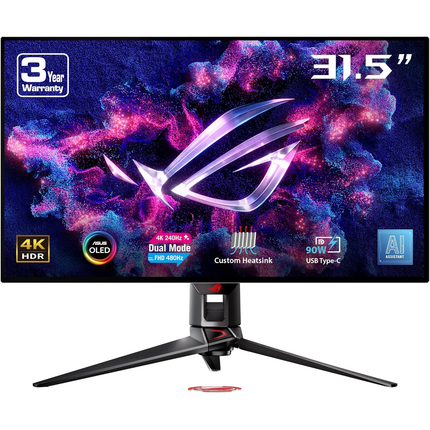 ROG Swift OLED مقاس 32 بوصة 4k PG32UCDP وضع مزدوج (4K 240 هرتز أو FHD 480 هرتز)، 0.03 مللي ثانية (GTG)، شاشة ألعاب G-SYNC® - شاشة اسطورية 