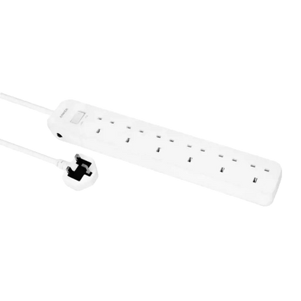 Anker Power Strip, 6 Outlets, 2 Meters With SAFTY , White - موزع كهربه 6 في 1 مع نضام أمان