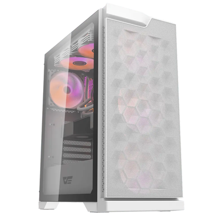 Darkflash DK361 ATX Mesh Type Gaming PC Case With Pre-Installed 4 ARGB Fans - white - كيس