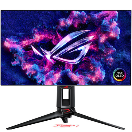 ASUS ROG Swift OLED PG27AQDP gaming monitor ― 27-inch (26.5-inch viewable) WOLED panel, 480 Hz (above 360Hz), 0.03 ms , G-SYNC®, custom heatsink, ASUS OLED Care+, AI Assistant, VESA DisplayHDR™ - شاشه العاب اسطوريه