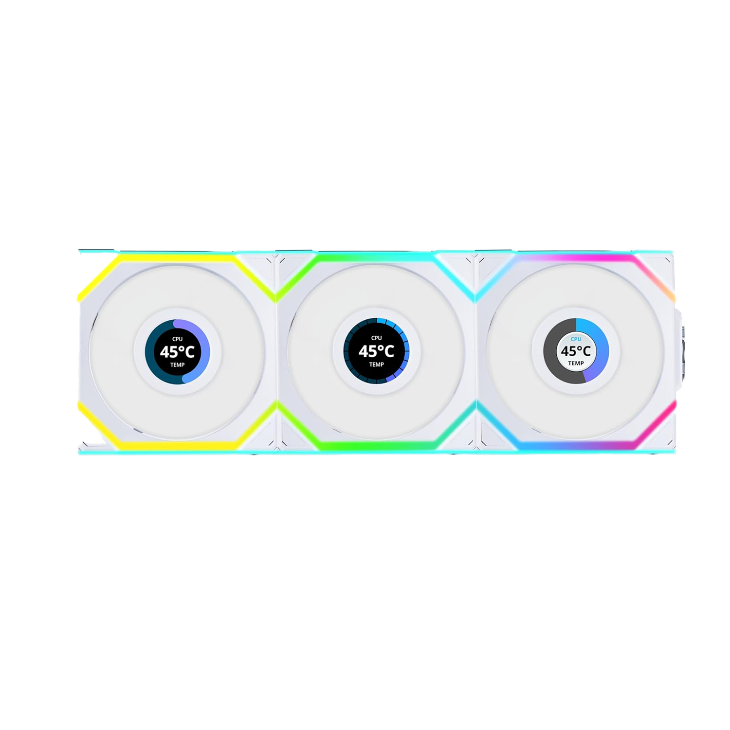Lian Li UNI FAN SL Wireless LCD Reverse 120 3Pcs White - مراوح مع شاشة Lian Li UNI FAN SL Wireless LCD Reverse 120 3Pcs White - مراوح مع شاشة