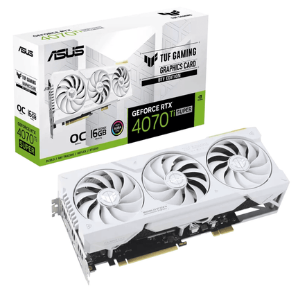 كرت شاشة ASUS TUF Gaming GeForce RTX™ 4070 Ti SUPER BTF White OC Edition 16GB GDDR6X مع بطاقة رسوميات DLSS3 - كرت شاشة 