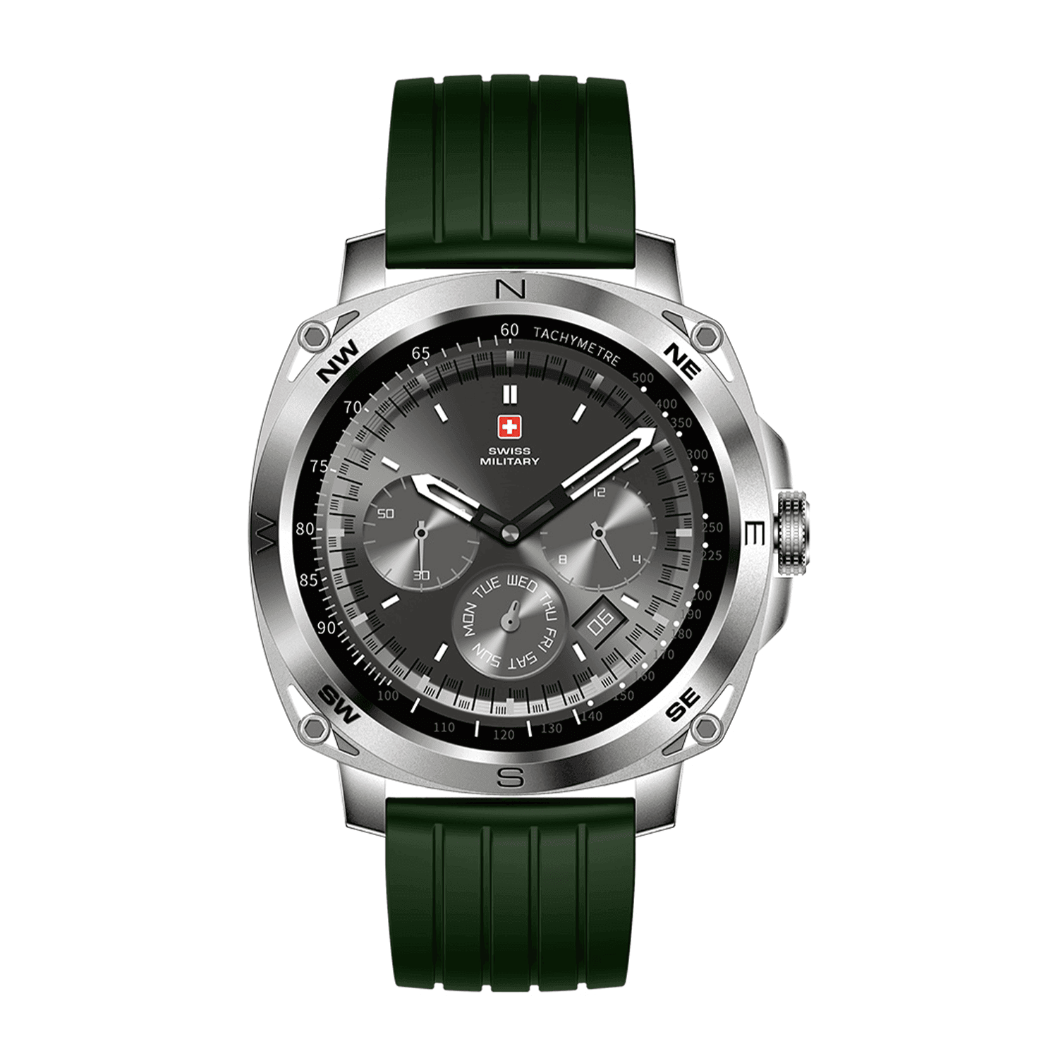 Swiss Military Dom 4 AMOLED Smart Watch Green Silicone Strap - ساعة ذكية Swiss Military Dom 4 AMOLED Smart Watch Green Silicone Strap - ساعة ذكية