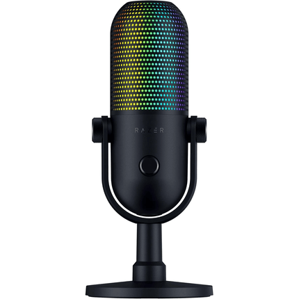 ميكروفون Razer Seiren V3 Chroma RGB USB: إضاءة تفاعلية للبث واللعب - مستشعر كتم الصوت بلمسة واحدة - أسود - مايك هترافي 