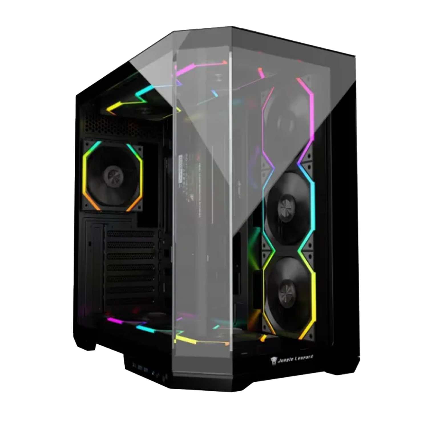 JUNGLE LEOPARD ( As-01 ) ATX Mid Tower Gaming Case Black with 4 Galaxy Fans (With Type-C) - كيس