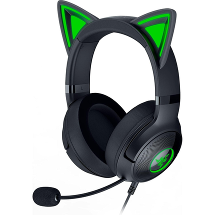 سماعة رأس Razer Kraken Kitty V2 USB سلكية RGB: كروما كيتي آذان - أسود - سماعة رأس 