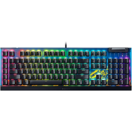 لوحة مفاتيح ميكانيكية للألعاب Razer BlackWidow V4 X، مفتاح أصفر، إصدار Fortnite + مكافأة إضافية في اللعبة - كيبورد هيد فورت نايت 