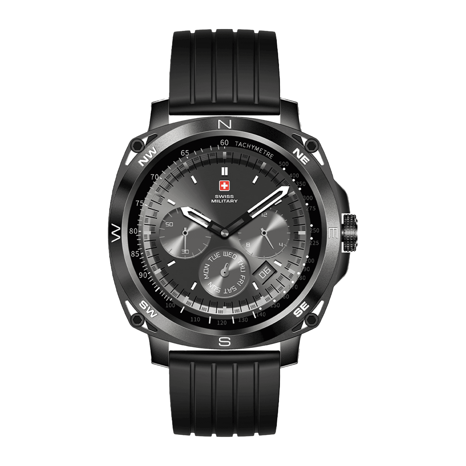 Swiss Military Dom 4 AMOLED Smart Watch Black Silicone Strap - ساعة ذكية Swiss Military Dom 4 AMOLED Smart Watch Black Silicone Strap - ساعة ذكية