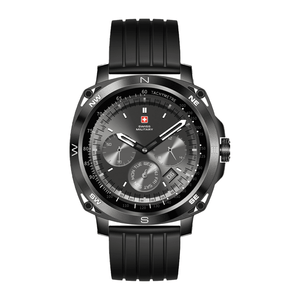 Swiss Military Dom 4 AMOLED Smart Watch Black Silicone Strap - ساعة ذكية